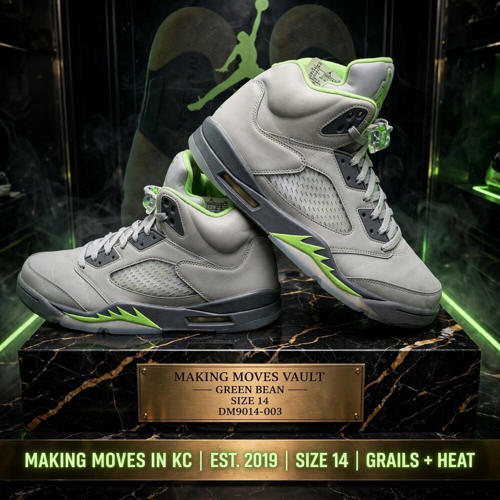Size 14 - Air Jordan 5 Retro Green Bean DM9014-003 Grey Neon Green 2022
